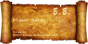 Blaser Balda névjegykártya